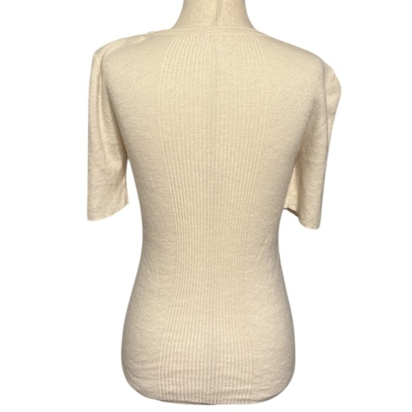 Tory Burch Cream Ribbed Women's Sweater Top - Picture 3 of 3